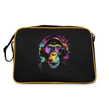 Cooler Affe mit Kopfhörer für Djs & Musiker - Retro Tasche - Schwarz/Gold - Hinten