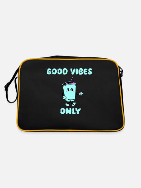 Buvez des vibrations de dessin animé - Sac Retro - noir/or - Dos