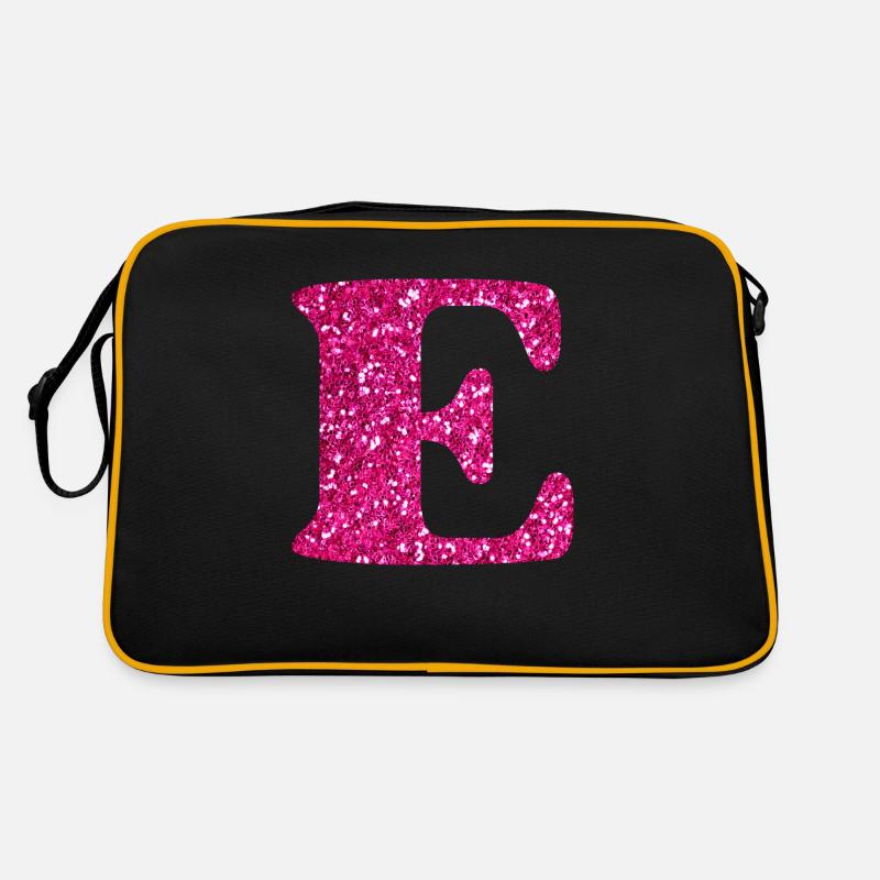 Buchstabe e rosa Glitzer Retro Tasche