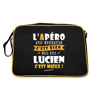 Lucien Apero T shirt Humour personnalisé lucien - Sac Retro - noir/or - Dos