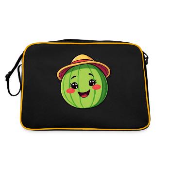Pastèque souriante avec chapeau de soleil - Bande dessinée originale - Sac Retro - noir/or - Dos