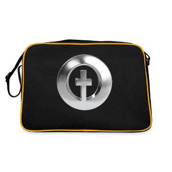 Chrome ,, Kreuzring " Metallic - Retro Tasche - Schwarz/Gold - Hinten