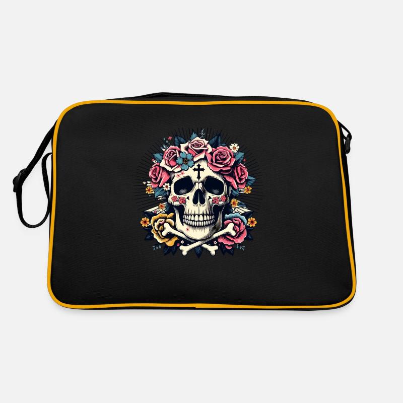Skull with Flowers Retro Bag