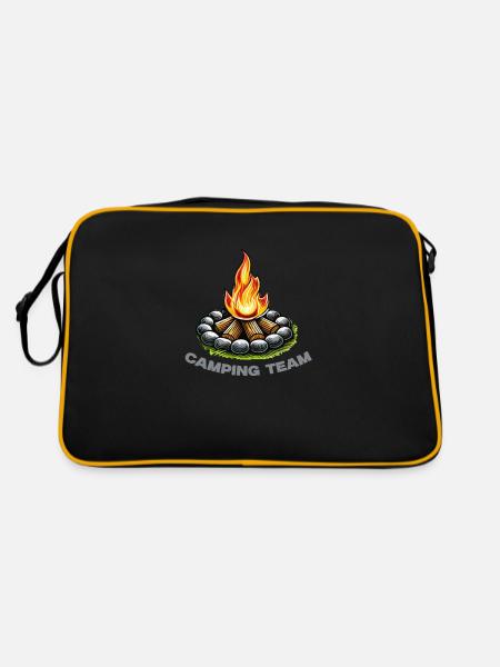 lagerfeuer camping team - Retro Tasche - Schwarz/Gold