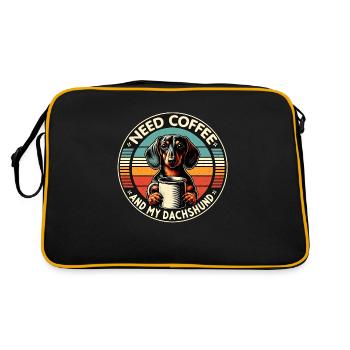 Just need coffee and my dachshund - Retro Bag - black/gold - Back