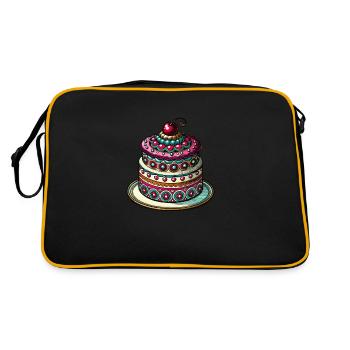 Geburtstagskuchen Torte - Retro Tasche - Schwarz/Gold - Hinten