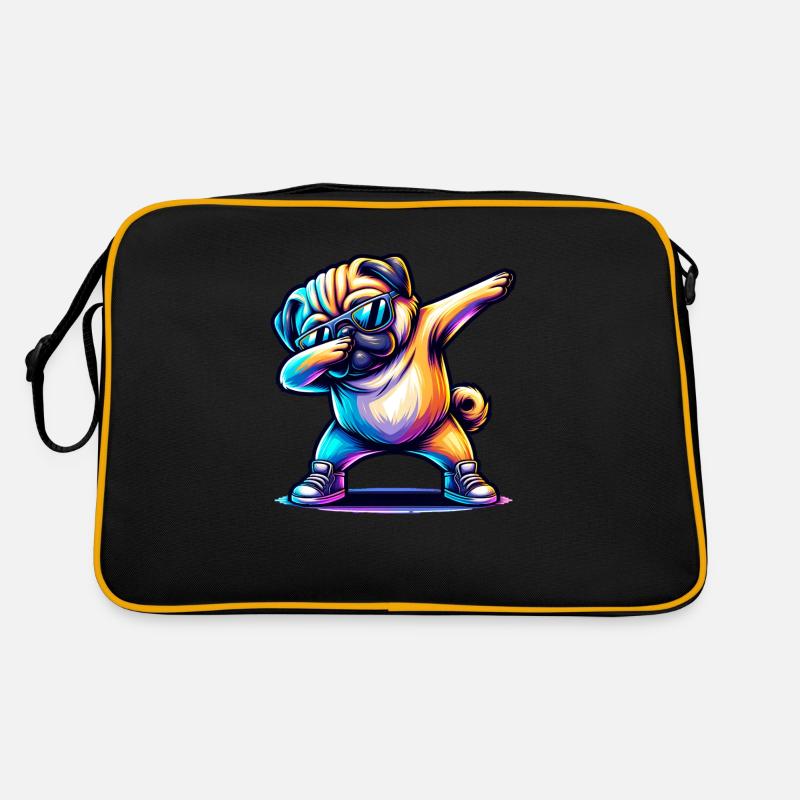 Dabbing carlin avec des lunettes de soleil et des baskets - Sac Retro - noir/or