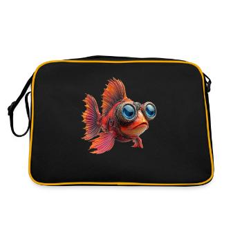 Funny fish in diving suit - Retro Bag - black/gold - Back