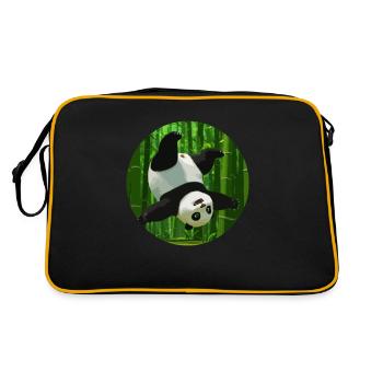 Panda faisant un saut périlleux - Sac Retro - noir/or - Dos
