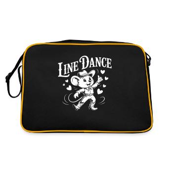 Line Dance Maus lustige Maus tanzt Linedance - Retro Tasche - Schwarz/Gold - Hinten
