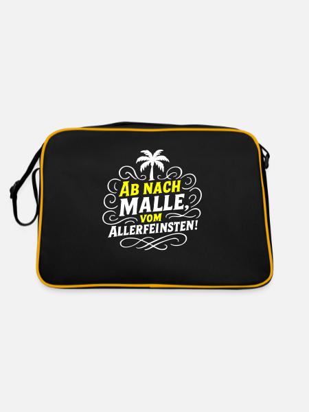 Ab Nach Malle Spruch Party - Retro Tasche - Schwarz/Gold - Hinten