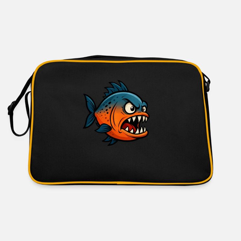 piranha comic - Retro Tasche - Schwarz/Gold