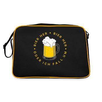 Bienen hier - Oder ich fall um! - Retro Tasche - Schwarz/Gold - Hinten
