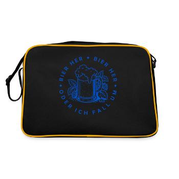 Bienen hier - Oder ich fall um! - Retro Tasche - Schwarz/Gold - Hinten