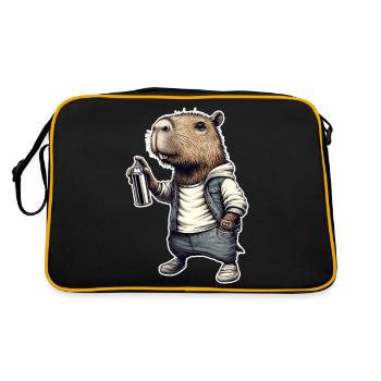 Capybara pulvérise des graffitis - Sac Retro - noir/or - Dos