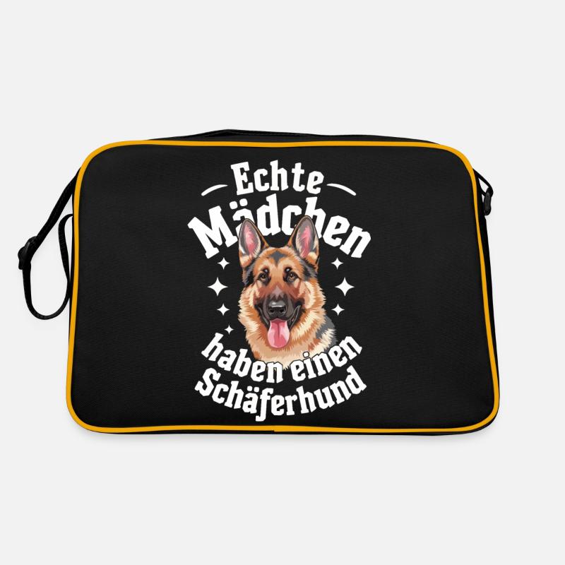 Deutscher Schäferhund Hund Malinois Hunde - Retro Tasche - Schwarz/Gold