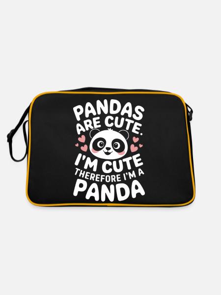 Panda Bear Panda Animal Pandas - Retro Bag - black/gold - Back