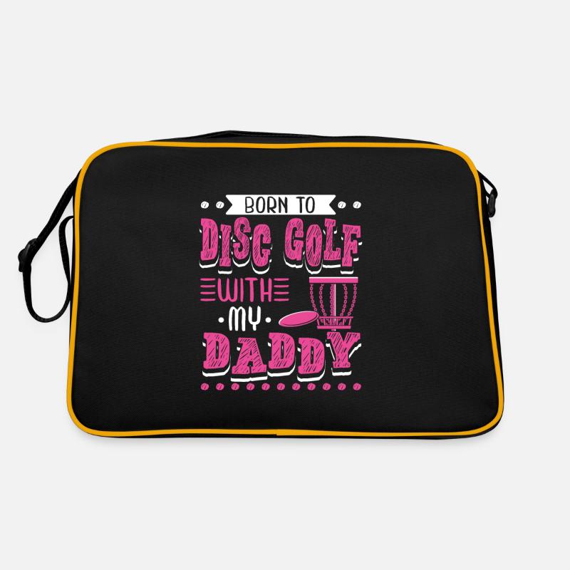 Born To Disc Golf mit meinem Papa Disc Golf - Retro Tasche - Schwarz/Gold