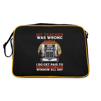 Semi Truck Trucker Gift - Retro Bag - black/gold - Back