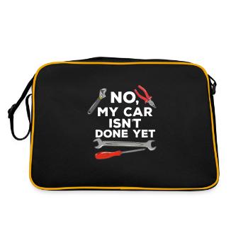 Nein, mein Auto ist noch nicht fertig Lustige Automechanikerwerkstatt - Retro Tasche - Schwarz/Gold - Hinten