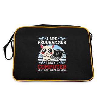 Katze Programmieren Coder Programmierer - Retro Tasche - Schwarz/Gold - Hinten