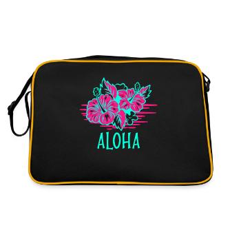 Aloha Hibiskus Floral Hawaii Cadeau surfeur kona - Sac Retro - noir/or - Dos