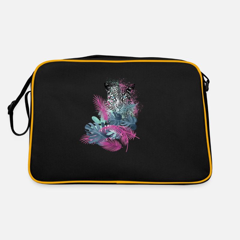 leopard, katze,wildkatze,malerei,blätter,dschungel Retro Tasche