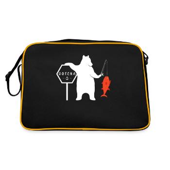 Angeln Fischer Fischen Angler Geschenk Fischerei - Retro Tasche - Schwarz/Gold - Hinten