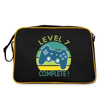 Level 7 birthday geek gift 7 years gamer - Retro Bag - black/gold - Back