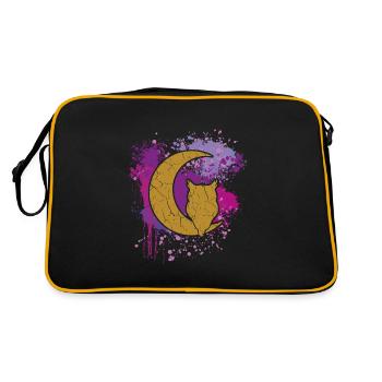 Chouette sur croissant de lune | Mélancolie | mysticisme - Sac Retro - noir/or - Dos
