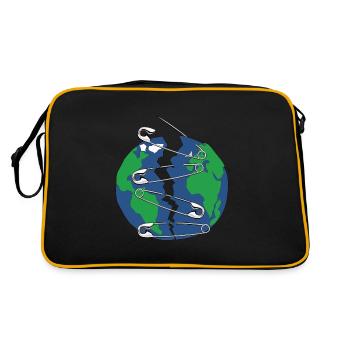 Planète Terre avec épingles de sécurité Protection de l’environnement - Sac Retro - noir/or - Dos