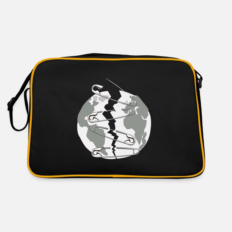 Planète Terre avec épingles de sécurité Protection de l’environnement Sac Retro