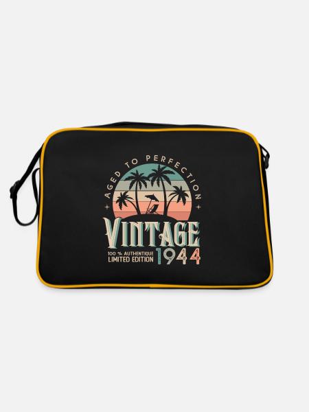 1944 Birthday Gift Born 1944 - Retro Bag - black/gold - Back