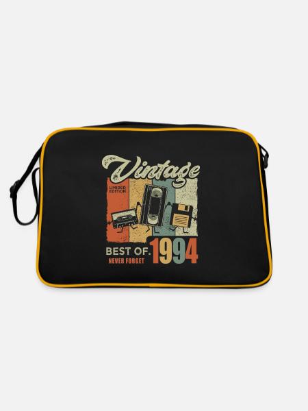 1994 Geschenk 1994 Vintage Retro Jubiläum Geschenk - Retro Tasche - Schwarz/Gold - Hinten