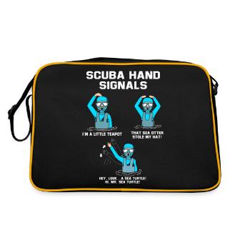 Taucher Handzeichen Scuba Diving - Retro Tasche - Schwarz/Gold - Hinten