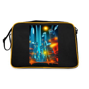 Cool Japanese Neon City Lights - Retro Tasche - Schwarz/Gold - Hinten