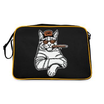 Katzen Katze Katzenshirt Katze Geschenkidee kitten - Retro Tasche - Schwarz/Gold - Hinten