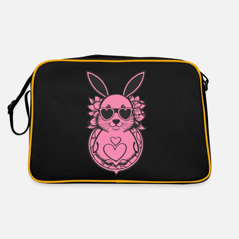 pink purple rabbit with heart Easter Retro Bag