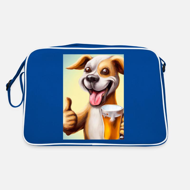 Lustiger Hund mit Bier Retro Tasche