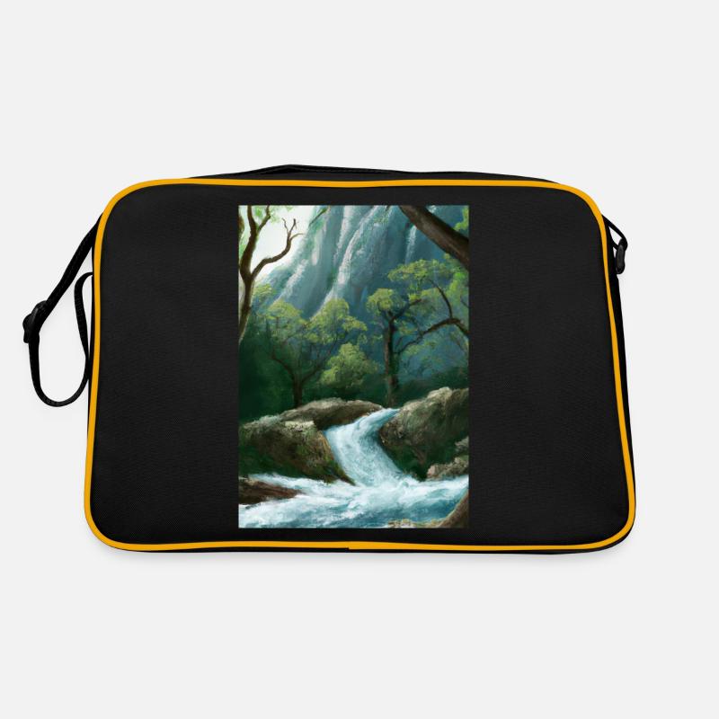 Forest River Wasserfall Retro Tasche