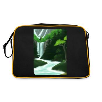 Forest River Wasserfall - Retro Tasche - Schwarz/Gold - Hinten