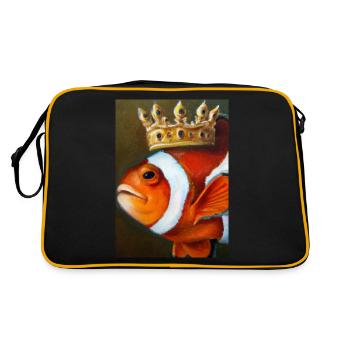 Clownfisch mit einer Krone - Retro Tasche - Schwarz/Gold - Hinten