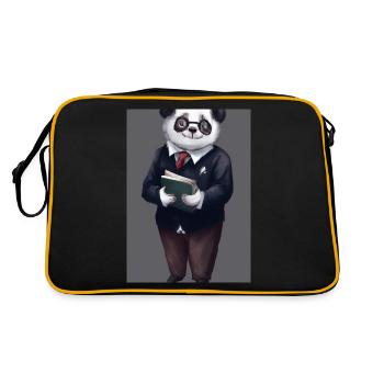 Bibliothekar Panda - Retro Tasche - Schwarz/Gold - Hinten