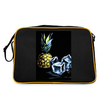 Ananas und Eiswürfel - Retro Tasche - Schwarz/Gold - Hinten