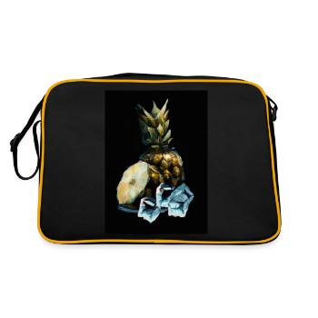 Ananas und Eiswürfel - Retro Tasche - Schwarz/Gold - Hinten