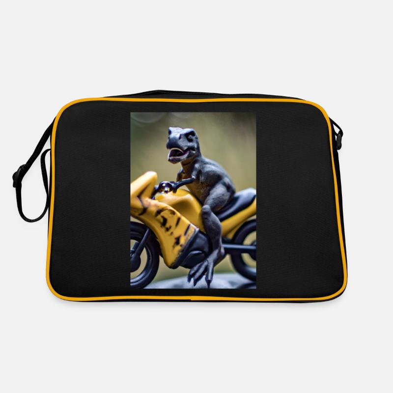 Dinosaurier auf Motorrad Retro Tasche