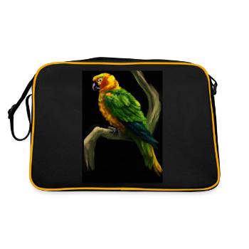 Papagei auf einem Baum - Retro Tasche - Schwarz/Gold - Hinten