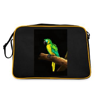 Papagei auf einem Baum - Retro Tasche - Schwarz/Gold - Hinten