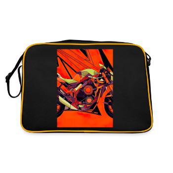 Abstrakte Formulare für Motorräder - Retro Tasche - Schwarz/Gold - Hinten
