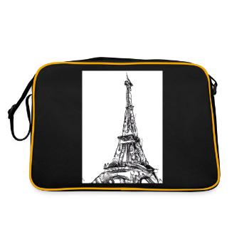 Eiffelturm-Gemälde - Retro Tasche - Schwarz/Gold - Hinten